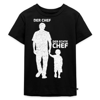 Vater Sohn Papa Der Chef Der Echte Chef Geschenk - Kinder Premium Bio T-Shirt - Schwarz - Vorne - Mikhail (115cm)