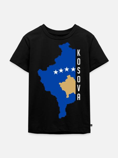 Kosova Schriftzug mit Länderflagge - Kinder Premium Bio T-Shirt - Schwarz