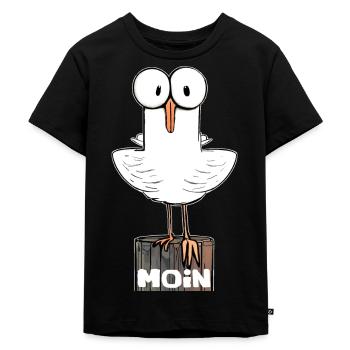 Moin Shirt und Möwe. Du bist Lieb. Liebesbeweis - Kinder Premium Bio T-Shirt - Schwarz - Vorne - Mikhail (115cm)