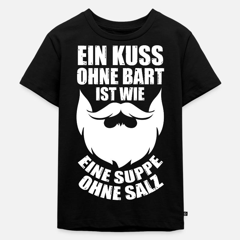 Bärtig Bartträger Schnurrbart Bart - Kinder Premium Bio T-Shirt - Schwarz