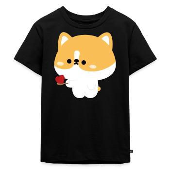 Corgi nourrissant l’amour - T-shirt Premium bio Enfant - noir - Devant - Mikhail (115cm)