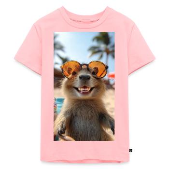 Chilling Capybara on the Beach - Kids Premium Organic T-Shirt - rose - Front - AI Model Kid Female (0cm)