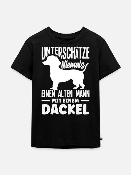 Alter Mann Mit Dackel - Kinder Premium Bio T-Shirt - Schwarz