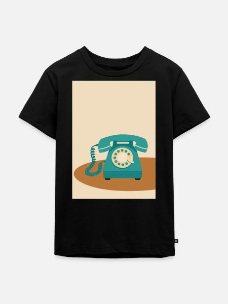 Retro Wählscheibentelefon in Türkis - Kinder Premium Bio T-Shirt - Schwarz
