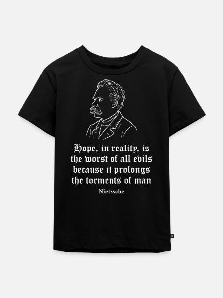 Nietzsche-Zitat über Hoffnung - Kinder Premium Bio T-Shirt - Schwarz