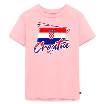 Kroatien - Kinder Premium Bio T-Shirt - Rosa - Vorne - AI Model Kid Female (0cm)