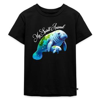 Seekuh mit Kalb mein Spirit Animal - Kinder Premium Bio T-Shirt - Schwarz - Vorne - Mikhail (115cm)