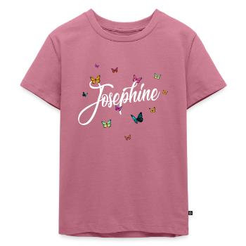 JOSEPHINE - Girl's Name & Colorful Butterflies - Kids Premium Organic T-Shirt - mauve - Front - Hailey (125cm)
