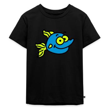funny fish - Kids Premium Organic T-Shirt - black - Front - Mikhail (115cm)