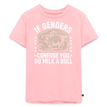 Wenn Geschlechter Verwirren, Melke Einen Stier - Kinder Premium Bio T-Shirt - Rosa - Vorne - AI Model Kid Female (0cm)
