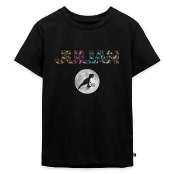 JULIAN - Beautiful boy name with dinosaur - Kids Premium Organic T-Shirt - black - Front - Mikhail (115cm)