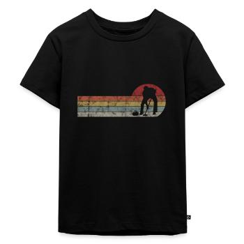 Eis Curling Curler Eisstockschießen Retro Geschenk - Kinder Premium Bio T-Shirt - Schwarz - Vorne - Mikhail (115cm)
