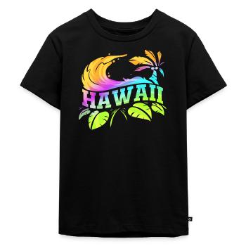 Hawaii Sommer Surfer Bunt - Kinder Premium Bio T-Shirt - Schwarz - Vorne - Mikhail (115cm)