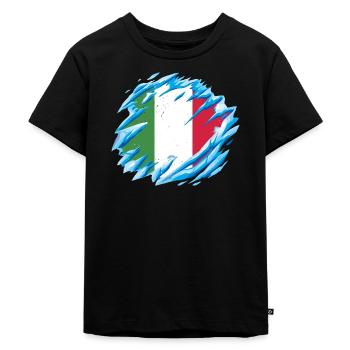 Italien Fahne Vintage Italienische Fahne Used Look - Kinder Premium Bio T-Shirt - Schwarz - Vorne - Mikhail (115cm)
