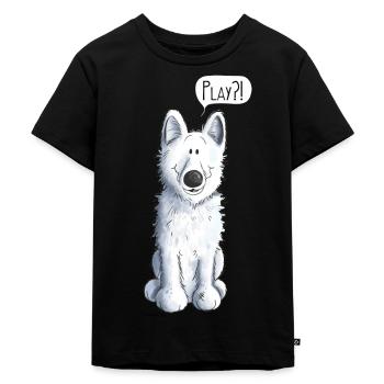 Schweizer Schäferhund Play - Kinder Premium Bio T-Shirt - Schwarz - Vorne - Mikhail (115cm)