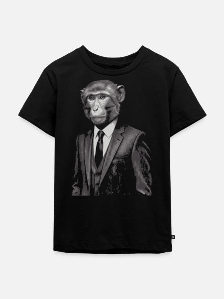 Eleganter Affe im Anzug - Kinder Premium Bio T-Shirt - Schwarz