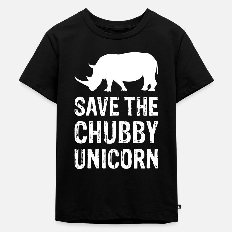 SAVE THE CHUBBY UNICORN - Rette das dicke Einhorn. - Kinder Premium Bio T-Shirt - Schwarz