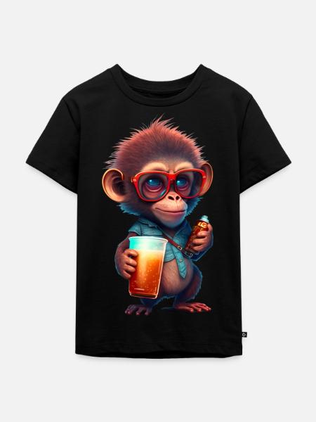 Monkeywithune boisson - T-shirt Premium bio Enfant - noir
