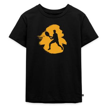 Tennisspieler Tennisschläger Aufschlag - Kinder Premium Bio T-Shirt - Schwarz - Vorne - Mikhail (115cm)