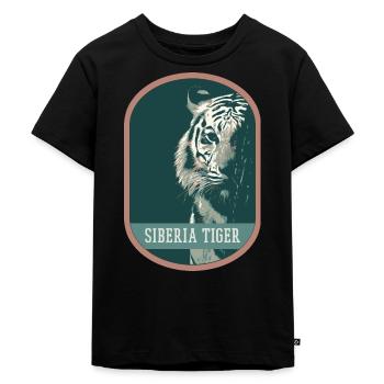 Bengal Tiger Portrait Patch: Indian Fauna - Kids Premium Organic T-Shirt - black - Front - Mikhail (115cm)