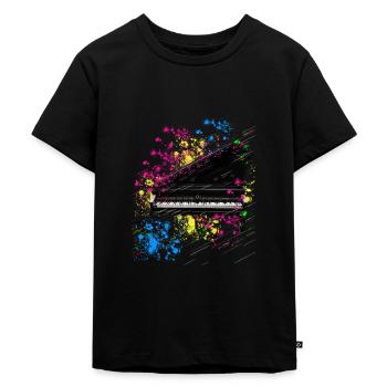 piano,flügel,klavier,bunt,farbe - Kinder Premium Bio T-Shirt - Schwarz - Vorne - Mikhail (115cm)