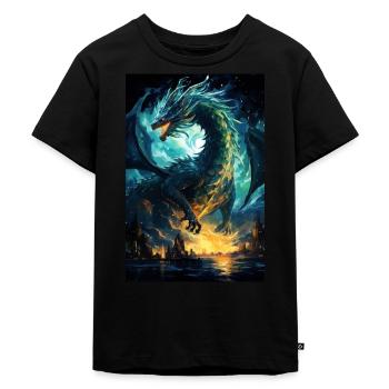 Drache - Kinder Premium Bio T-Shirt - Schwarz - Vorne - Mikhail (115cm)