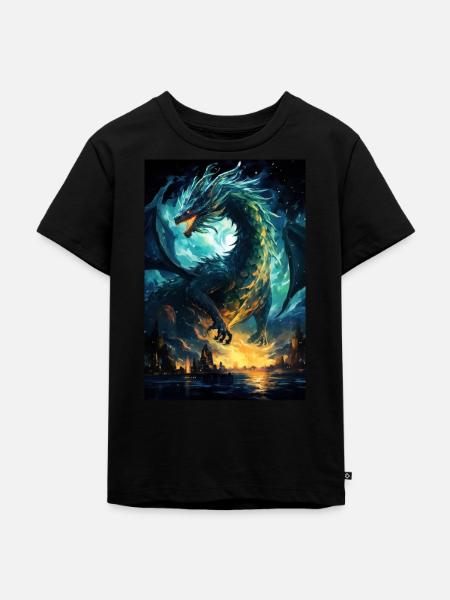 Drache - Kinder Premium Bio T-Shirt - Schwarz