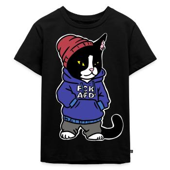 Kater - Kinder Premium Bio T-Shirt - Schwarz - Vorne - Mikhail (115cm)