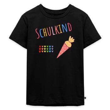 Schulkind - Kinder Premium Bio T-Shirt - Schwarz - Vorne - Mikhail (115cm)
