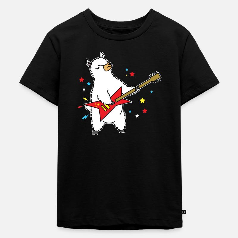 Alpaka Star - Kinder Premium Bio T-Shirt - Schwarz