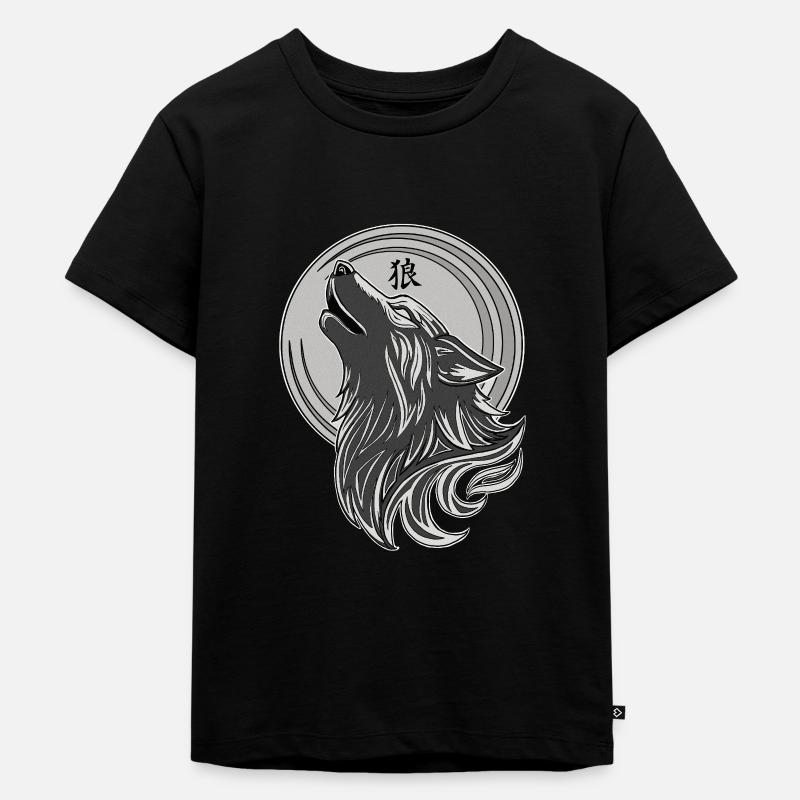 Tribal Wolf - Kinder Premium Bio T-Shirt - Schwarz
