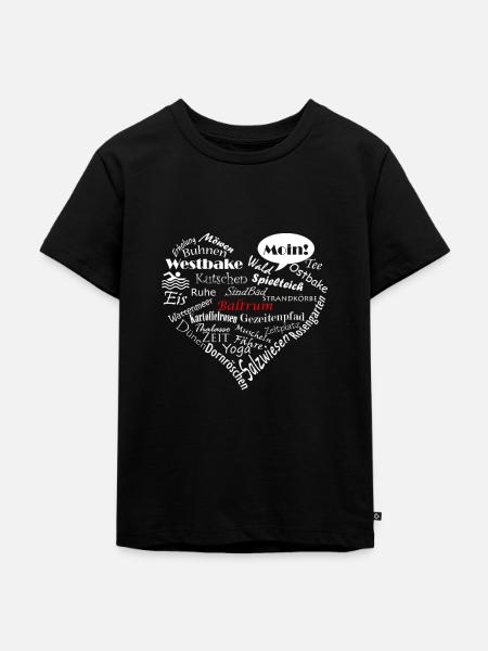 Baltrum Herz - Kinder Premium Bio T-Shirt - Schwarz