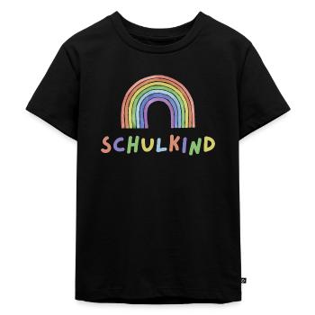 Schulkind | Einschulung | Schulstart | Regenbogen - Kinder Premium Bio T-Shirt - Schwarz - Vorne - Mikhail (115cm)