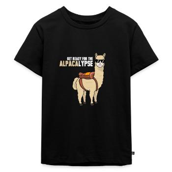 The Alpacalypse Lustiges Alpaka T-Shirt - Kinder Premium Bio T-Shirt - Schwarz - Vorne - Mikhail (115cm)