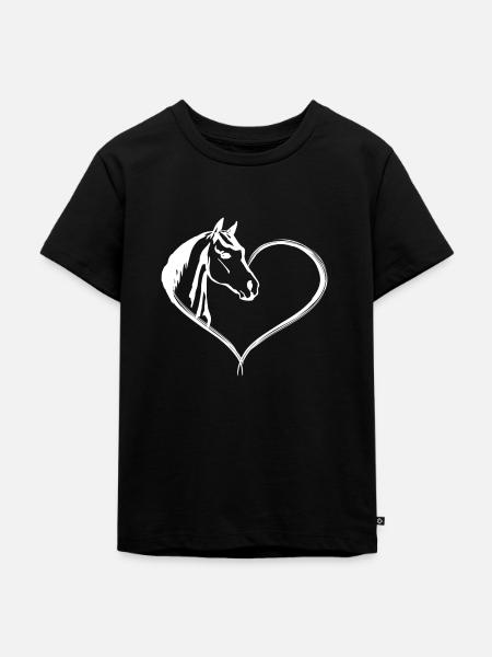 Pferde Herz - Kinder Premium Bio T-Shirt - Schwarz