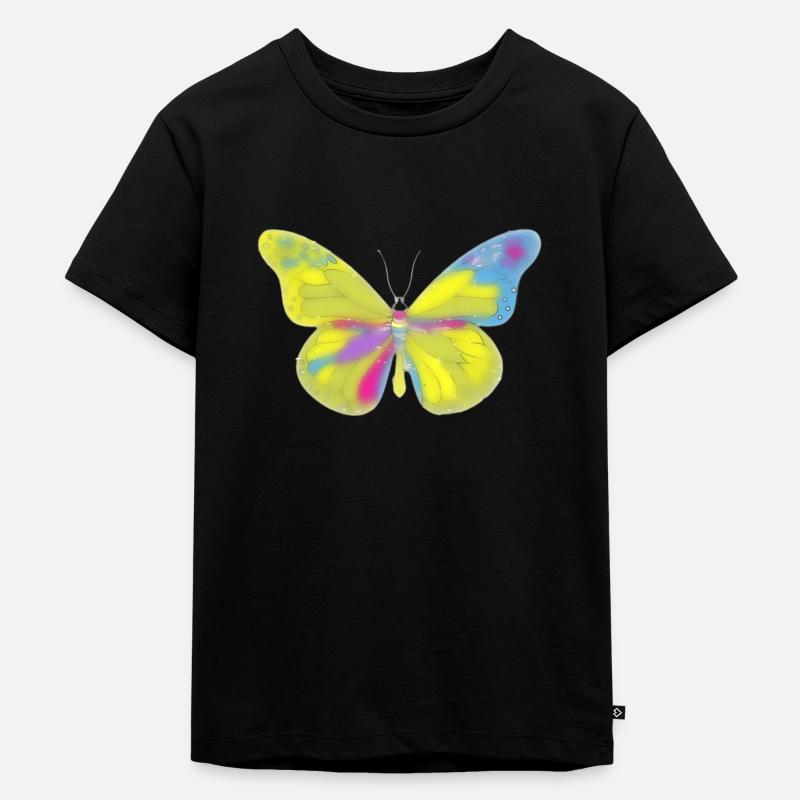 Bunte Schmetterling - Kinder Premium Bio T-Shirt - Schwarz