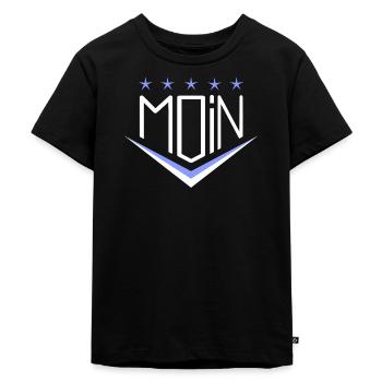 Moin Logo Anker Spruch Mit Modischem Aufdruck - Kinder Premium Bio T-Shirt - Schwarz - Vorne - Mikhail (115cm)