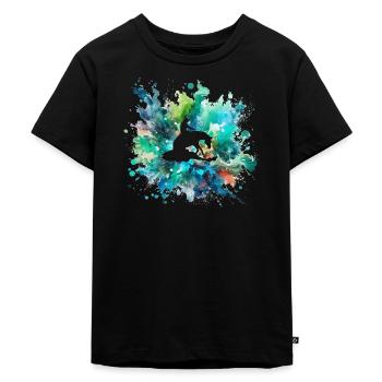 Splash of color with pure cut out blue green - Kids Premium Organic T-Shirt - black - Front - Mikhail (115cm)
