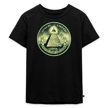 œil qui voit tout de Dieu, dollar, maçonnique - T-shirt Premium bio Enfant - noir - Devant - Mikhail (115cm)