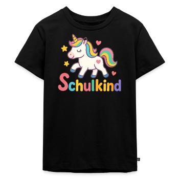 Schulkind 2026 Einschulung 2026 Einhorn - Kinder Premium Bio T-Shirt - Schwarz - Vorne - Mikhail (115cm)