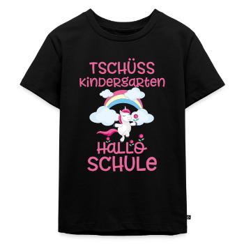 Tschüss Kindergarten - Hallo Schule - Kinder Premium Bio T-Shirt - Schwarz - Vorne - Mikhail (115cm)