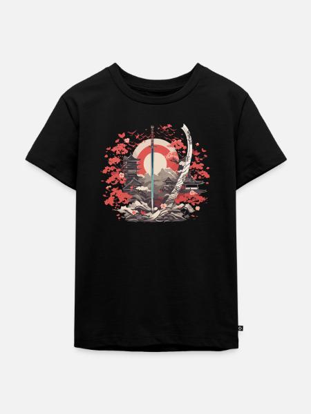 Japanische Kultur Landschaft - Kinder Premium Bio T-Shirt - Schwarz