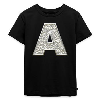 A, letter, letter A, initial, initial A, monogram, - Kids Premium Organic T-Shirt - black - Front - Mikhail (115cm)