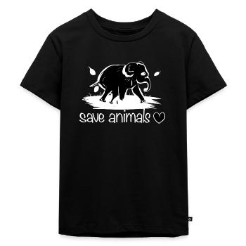 sauver les animaux animal éléphant protection de la nature - T-shirt Premium bio Enfant - noir - Devant - Mikhail (115cm)