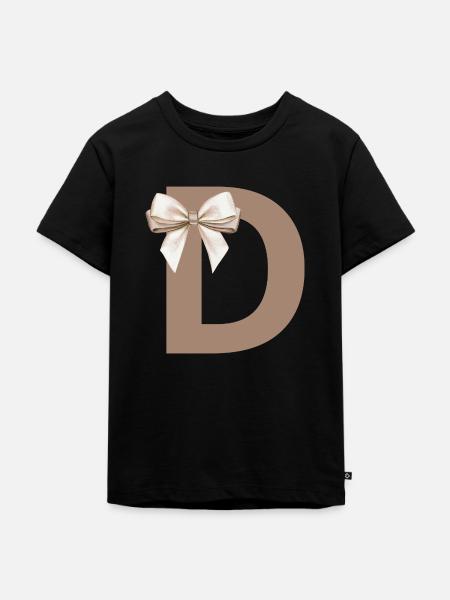 Buchstabe D Knoten - Kinder Premium Bio T-Shirt - Schwarz