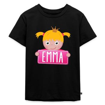 Kleine Prinzessin Emma - Kinder Premium Bio T-Shirt - Schwarz - Vorne - Mikhail (115cm)