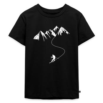 Skifahrer Skifahren Wintersport - Kinder Premium Bio T-Shirt - Schwarz - Vorne - Mikhail (115cm)