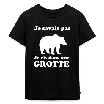 jE SAVAIS PAS JE VIS DANS UNE GROTTE - T-shirt Premium bio Enfant - noir - Devant - Mikhail (115cm)