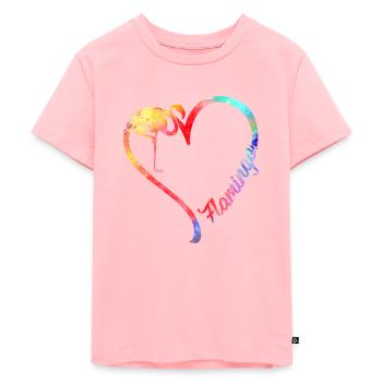 Animal Heart Flamingo aquarelle T-shirt - T-shirt Premium bio Enfant - rose - Devant - AI Model Kid Female (0cm)