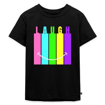 Neon Lach - Kinderen Premium Bio T-shirt - zwart - Voor - Mikhail (115cm)